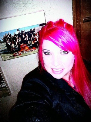 Vivid Hot Pink hair!  A blend of pinks and purples makes for lasting hot pink hair :)