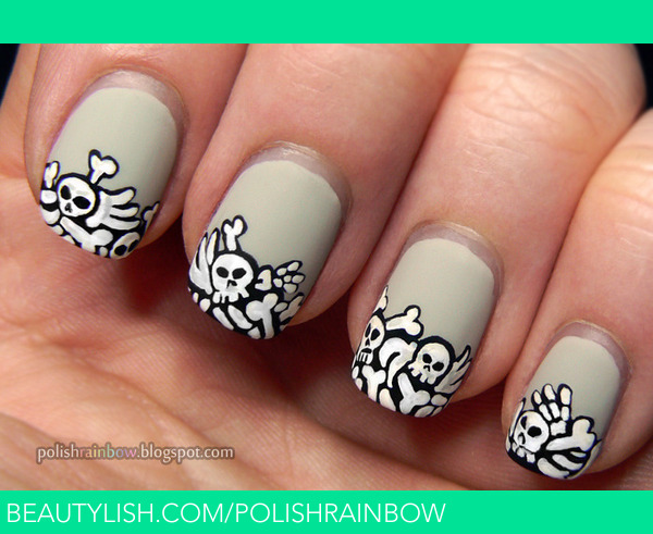 Pile of bones Halloween nails - mattified | Shannon J.'s ...