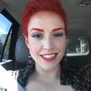 stage makeup: red with blue liner