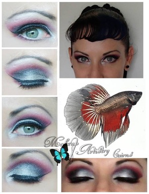 Makeup Look Inspired By Silver, Black and Red Fighting Fish