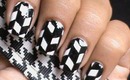 Black And White Nail Art - Handpainted Nails Tutorial in Chevron Jonqal Pattern Nail Polish Design