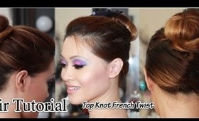 Top Knot French Twist Hair Tutorial ( Easy NO Heat!)   ~ Quick Wedding Hair~