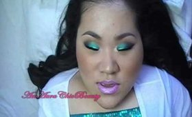 Glittery Teal Eyes, Light Pink-Silver Lips P2