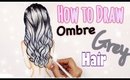 💜 How To Draw ● Grey Ombré Hair 💇🏻