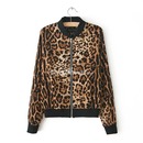Leopard Print Cardigan Jacket Stand Collar Sleeved Jacket