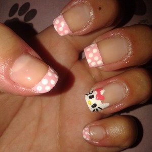 hello kitty nail art! cute and classy