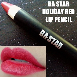 BA Star Holiday Red Lip Pencil, a rich cherry red, it has a slight blue tone to it - which makes my teeth look a bit whiter! It applies as a smooth and creamy formula with a soft satiny finish.
FULL REVIEW: http://www.beautybykrystal.com/2013/10/ba-star-holiday-red-lip-pencil.html

EXCLUSIVE discount to this review, get these Lip Pencils 50% off with the code BBLIPS http://www.bastar.com