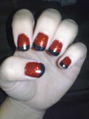 I used Sally Hansen Xtreme wear (red carpet) and (hard as nails) black heart