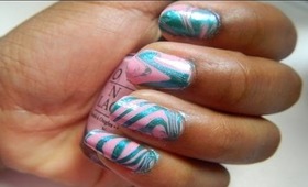 Pink and Green water marble