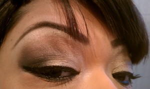 My make-up from Bobbi Brown Chocolate & Gold eye paint palette.  The colors come on real nice & looks deeper in person.