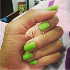 green homemade nails (: 