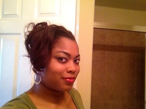 Used hot rollers but didn't want my hair down, so I pinned it up in back and left some on the side.
