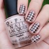Nude & Black Houndstooth Nails