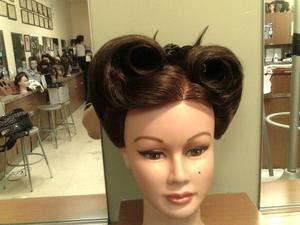 Modernized victory rolls i did for a updo competition in my class, i got 3rd place (: