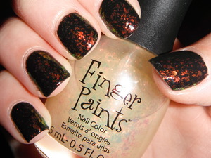 "I don't want to lose the Boy with the Bread." ~Katniss Everdeen

This is my first Hunger Games inspired manicure. It was inspired by Katniss, "Girl On Fire".

For this design I used:

Sally Hansen Xtreme Wear- Black Out (base)
Finger Paints- Flashy (flaky glitter)