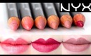 NYX Lip Liner Pencil 6 colors Swatches on Lips