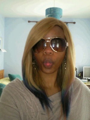 Blonde Hair with blue dip dye