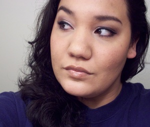 010712 - Foundation was Revlon's Color Stay Aqua in Medium (as was the concealer), the lipstick was Maple Sugar, the shadow duo was Black Orchid (a shimmershell pink and dark purple), the blush was Soft Mink and the brow pencil was Dark Brown.