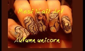Autumn unicorn  Nail art on hand Mesi Nail Art