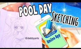 WHAT I SKETCH IN A POOL DAY✍🏽👙|| with DRAWING AMINO App!!