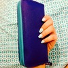 Coffin shaped baby blue gel color acrylic nails 