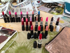 Organizing some of my lipsticks, by brand. Haha most M•A•C