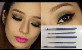 Olive Eyes + Pink Lip Tutorial using Bdellium Tools 5pc Brush Set