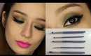 Olive Eyes + Pink Lip Tutorial using Bdellium Tools 5pc Brush Set