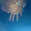 Simple Pink & blue mix n match nails