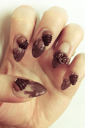 I think it is so cute to have sweets on the nails, so I created this nail design:)
