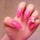 Pink diamond bow nails