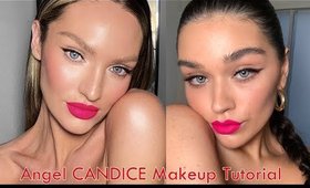 Half eyeliner and Bright Pink lip. Candice makeup