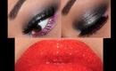 Sephora Holiday Look #8 - Quick and EASY grey and pink eyes with red glitter lips!