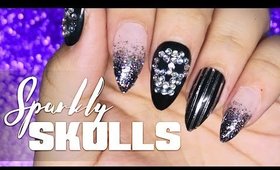 Sparkly Skulls nail art