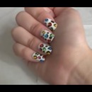 Multicolored leopard/cheetah print nail art