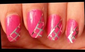 Silver & Shimmery Pink nail art