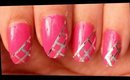 Silver & Shimmery Pink nail art