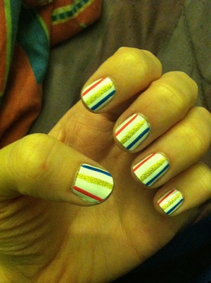 Striped nails done by me
