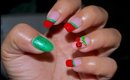 3D Cherry Nails ~ Red and Green Bling feat. BornPretty Store