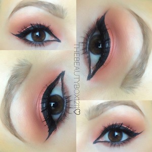 I don't really have colorful eyeshadow so I used blush!🍊 Eye products are all Mac 1⃣Soft Ochre paint pot to prime my eyes  2⃣Modern Mandarin blush all over the lid 3⃣Melba blush in the crease 4⃣Soft Brown to blend it out 5⃣Neo Orange pigment on the lid 6⃣NYC liquid eyeliner 7⃣@whiteninglightning brow bar on my brows--> Code "BeautyBox70" for 70% off!  #thebeautybox1211
