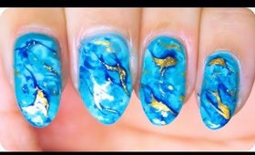 Nail art | Turquoise Stone effect ✩ Martina Ek