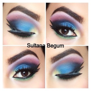 Dramatic look using mac 88 palette :) blue, yellow, pink and black 

Follow me on Instagram @sullymalik