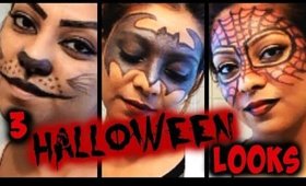 3 EASY Last Minute Halloween Makeup Ideas! │ BATMAN, SPIDERMAN, AND KITTY CAT MAKEUP LOOKS!