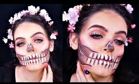 LAST MINUTE Floral Skull Halloween Makeup