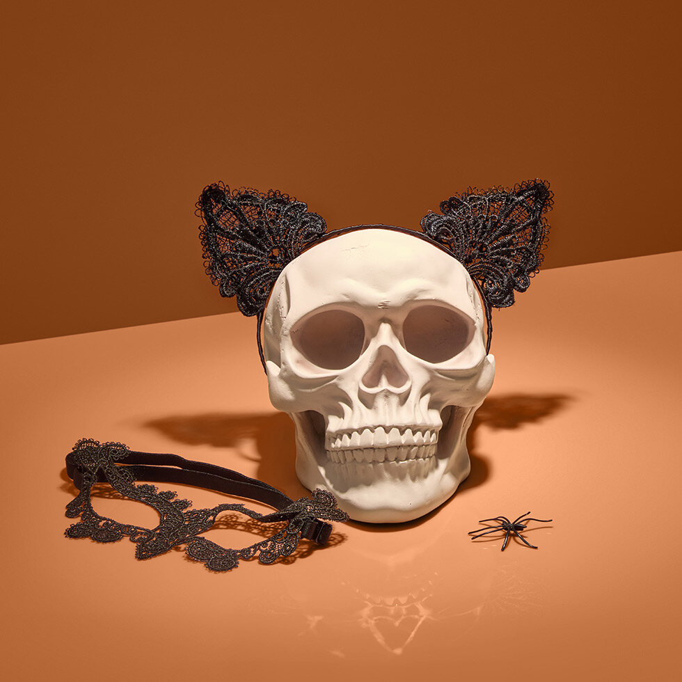 Kitsch Lace Headeband & Mask in Black Cat