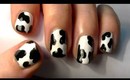 Cow Print Nails! Cute & Easy Nail Polish Art Design ♥ Moo...