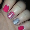 Pink and sliver chevron nails