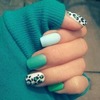 Green leopard nails