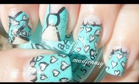 Japanese Turquoise Kimono Inspired Nail Art