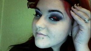 Black smokey eye with red Glitter New years eve Look thing! :D video will be on my Page!. please let me see if you try it !